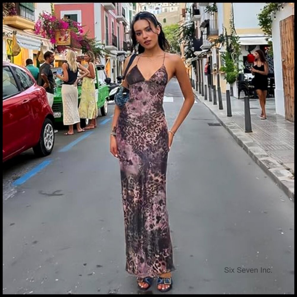 Polyester Elastane Maxi Dress Backless Bodycon Cl… - image 3